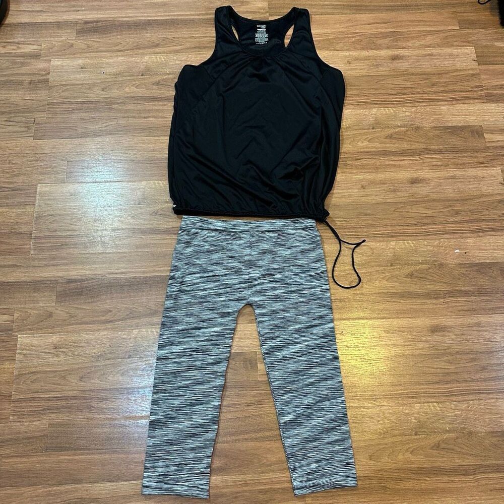 Morera Danskin Tank Top Capri Legging Exercise Outfit Black and White | Women Si